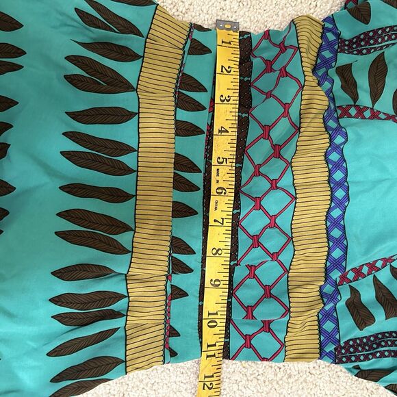 Mara Hoffman Teal Multicolor Silk Stripe Mini Dress Women's Size XS Boho Indie - Picture 7 of 8
